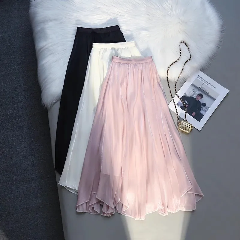 2023 Новые Стильные юбки из розовой пряжи неправильной формы для женской одежды, весна-лето, большой размер, тонкая юбка трапециевидной формы с высокой талией, BC212