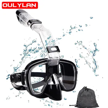Маска для подводного плавания Oulylan Складная противотуманная маска для дайвинга с полностью сухой верхней частью Профессиональное снаряжение для плавания с маской и трубкой для взрослых и детей