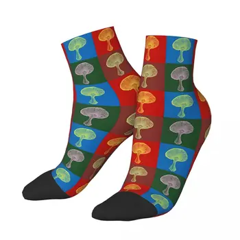 Зимние носки унисекс в стиле поп-арт с грибами, велосипедные счастливые носки, уличный стиль, Сумасшедший носок
