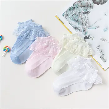 Носки для девочек, Короткие носки, Весенние Белые кружевные хлопковые принцессы для детских танцев