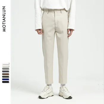 летняя корейская версия из 8 цветов, чисто белые узкие укороченные брюки, британский костюм, прямые облегающие брюки, популярные и универсальные