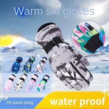 Пара лыжных перчаток Водонепроницаемые перчатки с сенсорным экраном Сноубордические термоперчатки Теплые перчатки для снегоходов Мужские женские