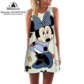 Летняя коллекция Disney, платье без рукавов с 3D принтом из мультфильма 