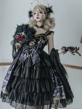 Новое летнее платье богини Драконьей всадницы в стиле Лолиты, готическое платье на бретелях в темном стиле JSK, Японское винтажное платье принцессы из аниме 
