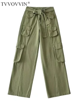 Женские свободные брюки-карго с несколькими карманами и высокой талией в американском стиле, осенние женские брюки-карго с драпировкой Spice Girl, 9KLJ