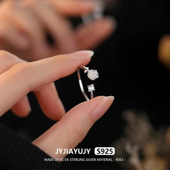JYJIAYUJY 100% Цельное Кольцо Из Стерлингового Серебра S925 Пробы В Наличии Цветок Циркон Дизайн Открытый Размер Высокое Качество Модные Ювелирные Изделия Подарок R052