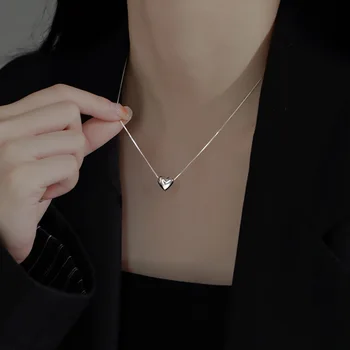2023 Новое простое ожерелье на ключицу в форме сердца серебристого цвета для женщин, цепочка на шею, женские украшения, подарок на день рождения