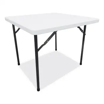 Квадратный пластиковый складной столик, 36 ш x 36 г x 29 1/4 в, белый