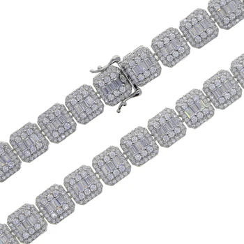 квадратный мини-браслет zricon серебристого цвета Для женщин и мужчин в стиле хип-хоп, украшенный кубическим цирконием, Пара ювелирных изделий в подарок