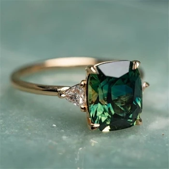 Элегантное кольцо-пасьянс квадратной формы, инкрустированное блестящим цирконом, милое кольцо на палец, женское банкетное кольцо, украшения ко Дню Святого Патрика