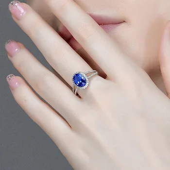 Серебряное темпераментное модное роскошное кольцо с открывающимся драгоценным камнем, Женское свадебное красочное кольцо с сокровищами ручной работы