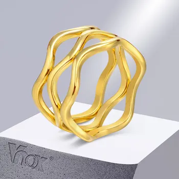 Vnox Шикарные полые кольца для женщин, шириной 9,5 мм, обручальные кольца из нержавеющей стали золотого цвета, подарки на день рождения, ювелирные изделия
