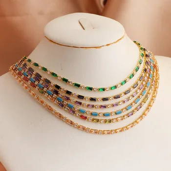Ожерелье с цепочкой из кристаллов Циркона, женские украшения-чокеры, модный красочный теннисный браслет, модные женские подарки