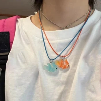 Модные геометрические ожерелья с подвеской в виде рыбки-клоуна для женщин, ожерелье Harajuku для горячих девушек, ювелирные изделия Sweet Cool Y2k 2023