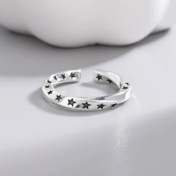 Винтажное кольцо FoYuan в корейском стиле ретро со звездой с регулируемым отверстием и нишевой индивидуальностью