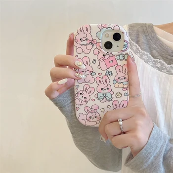 Япония милый бантик, сердечко любви, розовый кролик, силиконовый чехол для телефона для iPhone 11 12 13 14 Pro Max, Забавный креативный мультяшный защитный чехол