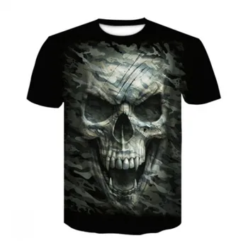 Велосипедная футболка, мужские футболки с изображением черепа из тяжелого металла, футболки с графическим принтом, Черный топ в стиле панк-рок с коротким рукавом, мужская одежда