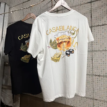 Летние футболки CASABLANCA из высококачественного хлопка с фруктовым вином, футболка Casa с буквенным принтом и коротким рукавом для мужчин и женщин