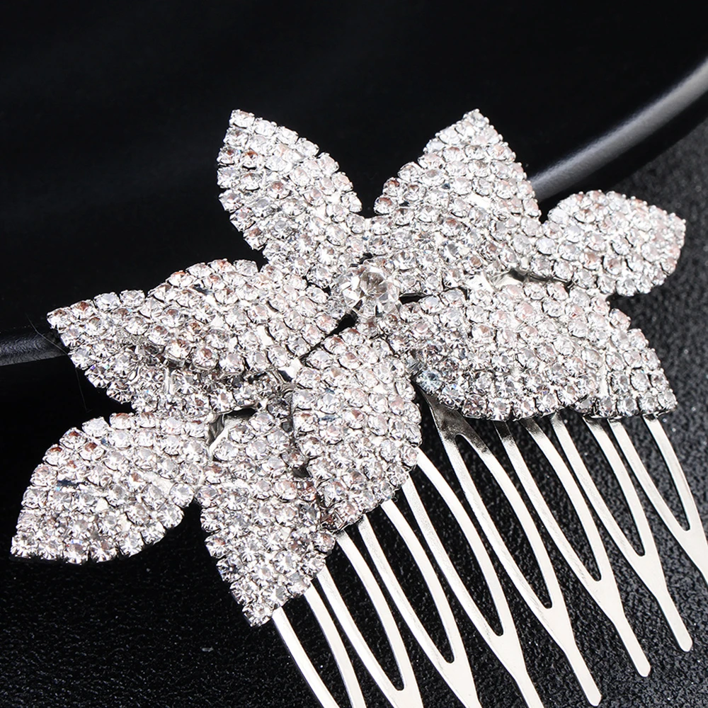 8-зубчатая расческа для волос девушки, сохраняющая цвет металлического хрустального цветка для свадебных свиданий новобрачных