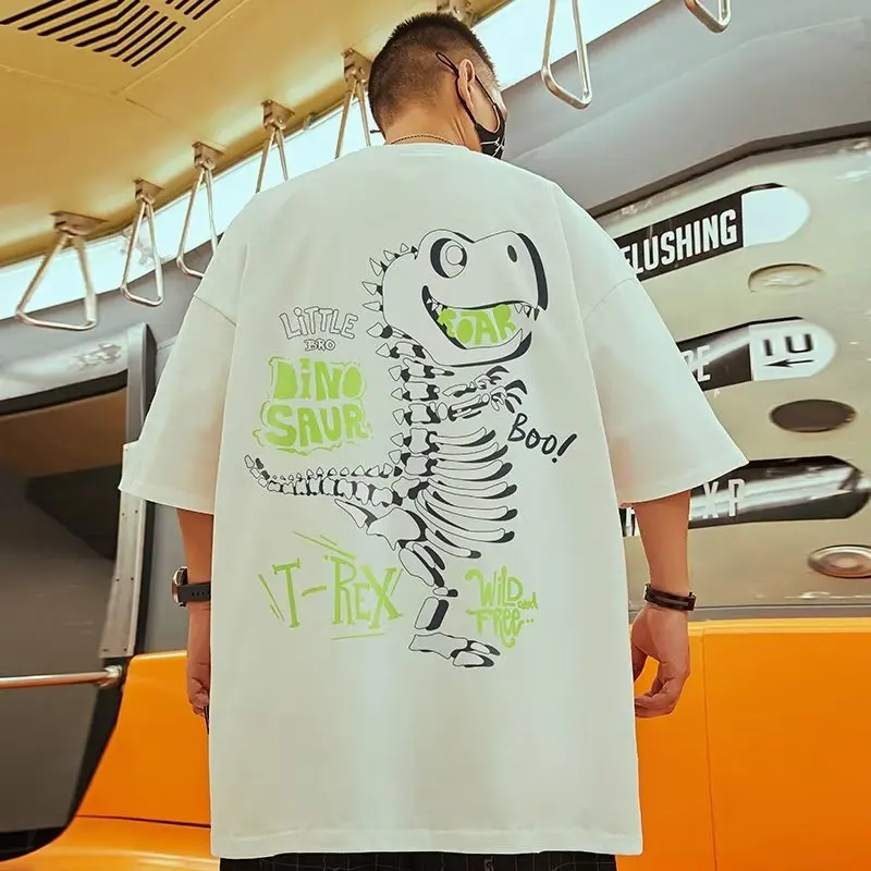 Летняя мужская футболка Оверсайз 2023 года Harajuku, свободный топ с короткими рукавами, уличная одежда весом 150 кг, Короткая футболка с графическим рисунком для верхней одежды