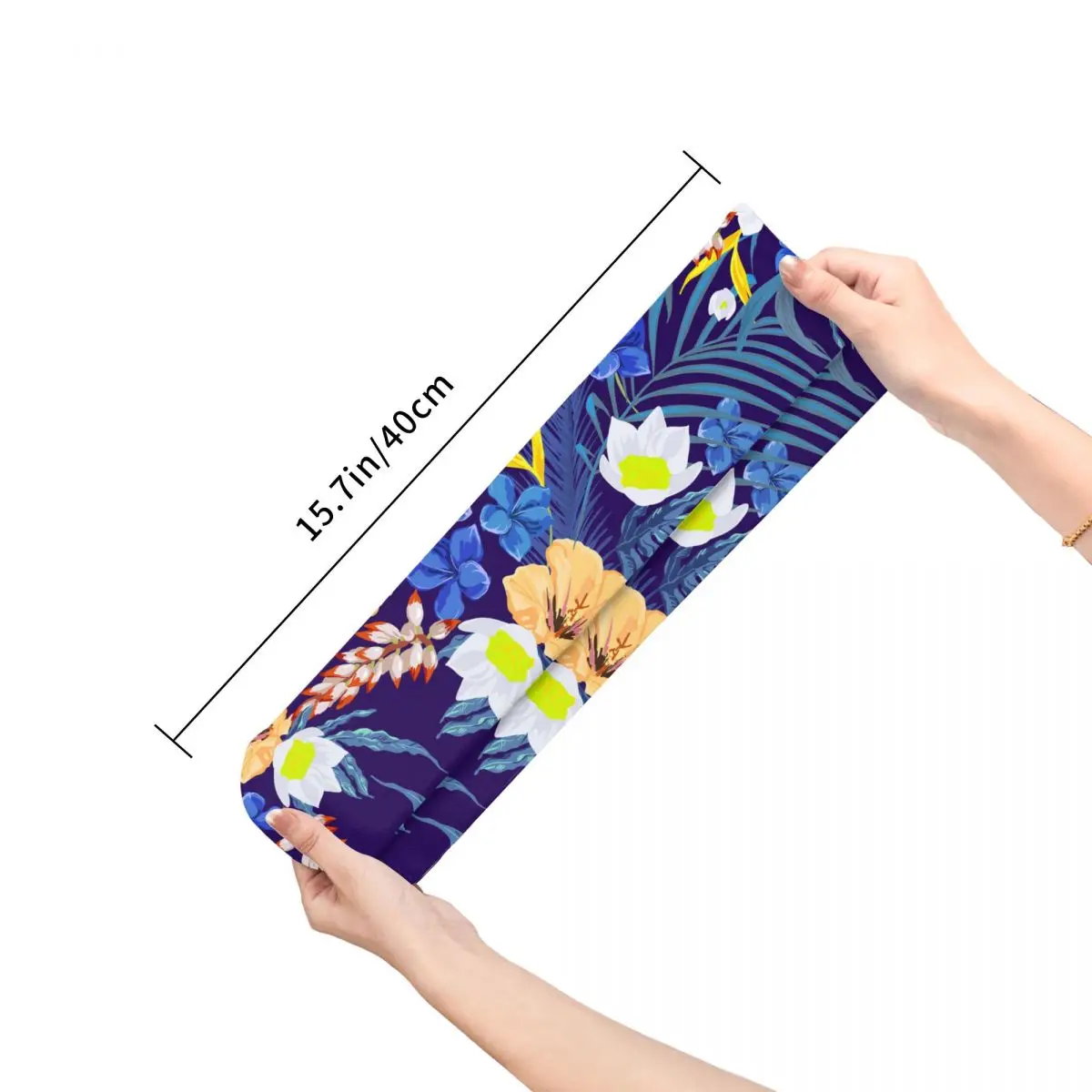 Модные носки Мужские Женские повседневные Носки с красивыми тропическими цветами Синие Носки с экзотическим цветочным рисунком Весна Лето Осень Зима