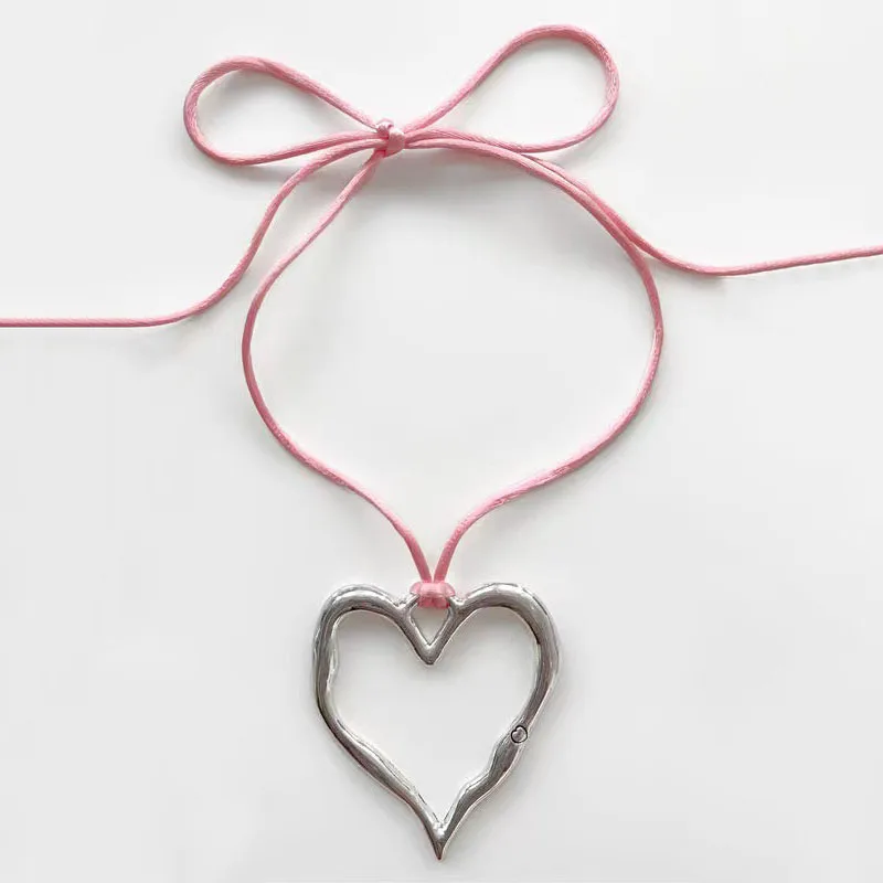 Простое выдолбленное ожерелье с подвеской в форме большого сердца, цепочка на ключицу для женщин, праздничные модные украшения CN054