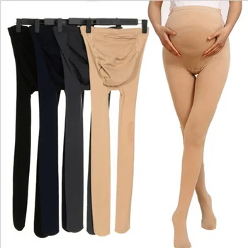 Весенне-осенние женские шелковые чулки средней толщины, брюки для беременных с поддержкой живота, Регулируемая пряжка, 120d Бархатные брюки снизу