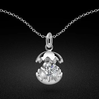 Новое женское ожерелье из 100% серебра 925 пробы, креативный кубический цирконий, подвеска на ключице, оригинальные чокеры, цепочка, Разбитое яйцо, Русалка