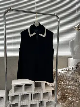 2023 новая женская мода без рукавов, сексуальный черно-белый контрастный жилет в стиле ретро