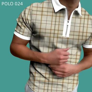 2023 Летняя Новая Мужская Повседневная рубашка Поло с короткими рукавами, Деловая Модная Футболка С отворотом, Мужская Дышащая Рубашка Поло, Мужская одежда