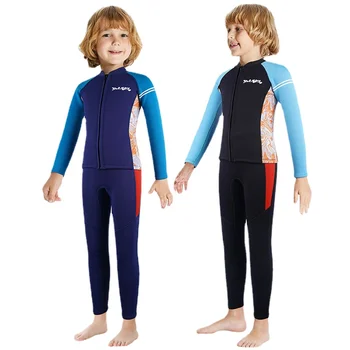 2,5 мм Неопреновый молодежный детский гидрокостюм, длинный комплект из двух предметов, костюм для серфинга, дайвинга, подводного плавания, комбинезон для подводного плавания, купальники для девочек