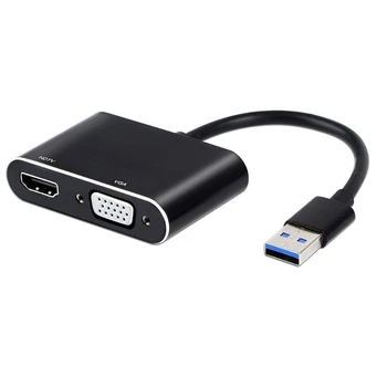 Адаптер для ноутбука USB к HDMI + VGA, док-станция ПК к телевизору HD, кабель для монитора
