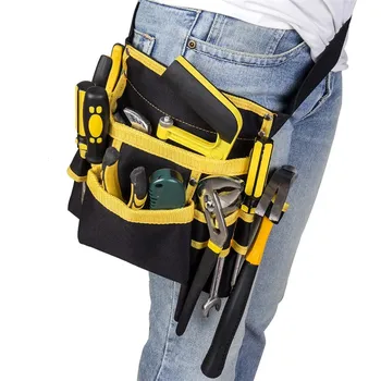 Поясная сумка для инструментов из ткани Оксфорд, желто-черная сумка, карманный ручной инструмент, Наружный регулируемый карман на ремне, быстросъемная пряжка, сверхпрочная конструкция