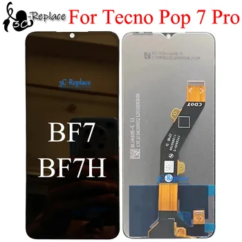 Оригинальный черный 6,6 дюймов для Tecno Pop 7 Pro BF7 BF7H Замена ЖК-дисплея с сенсорным экраном и цифровым преобразователем в сборе