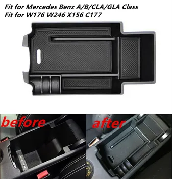 Контейнер Для Хранения Подлокотника Слева для Mercedes Benz A/B/CLA/GLA Class W176 W246 X156 C177 Автостайлинг Автоаксессуары пластик