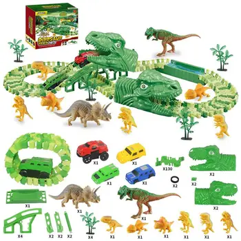 Динозавры, электрические гоночные машины, игрушка для игр в помещении, фигурка динозавра, трек, строительная машина, трек Tosy, набор для игр с электрическими гоночными машинами