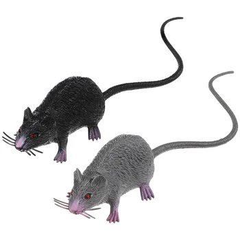 Мышь в упаковке из 2 предметов, Модель Мыши, Стимулируемая Крыса, Трюки, Розыгрыши, Реквизит для Жуткого Декора (Черный, Серый) в стиле Хоррор