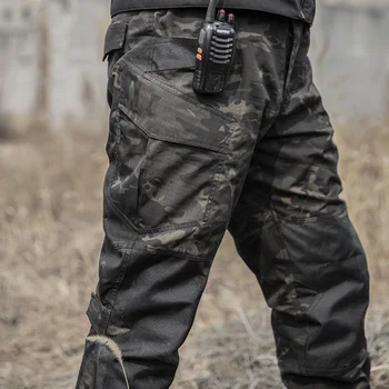 Весенне-осенние армейские камуфляжные тактические брюки, Свободные, с несколькими карманами, Прямые, для охоты, пеших прогулок, военные спортивные брюки-карго