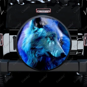 Animal Wolf Blue Автомобильные Аксессуары, защитный чехол для запасного колеса, универсальный декоративный чехол для наружного колеса для кемпера