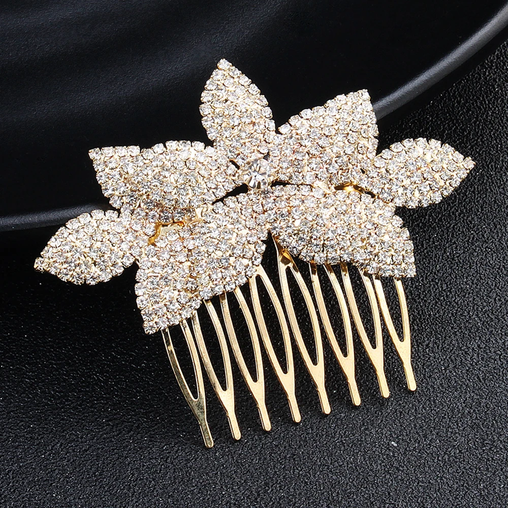 8-зубчатая расческа для волос девушки, сохраняющая цвет металлического хрустального цветка для свадебных свиданий новобрачных
