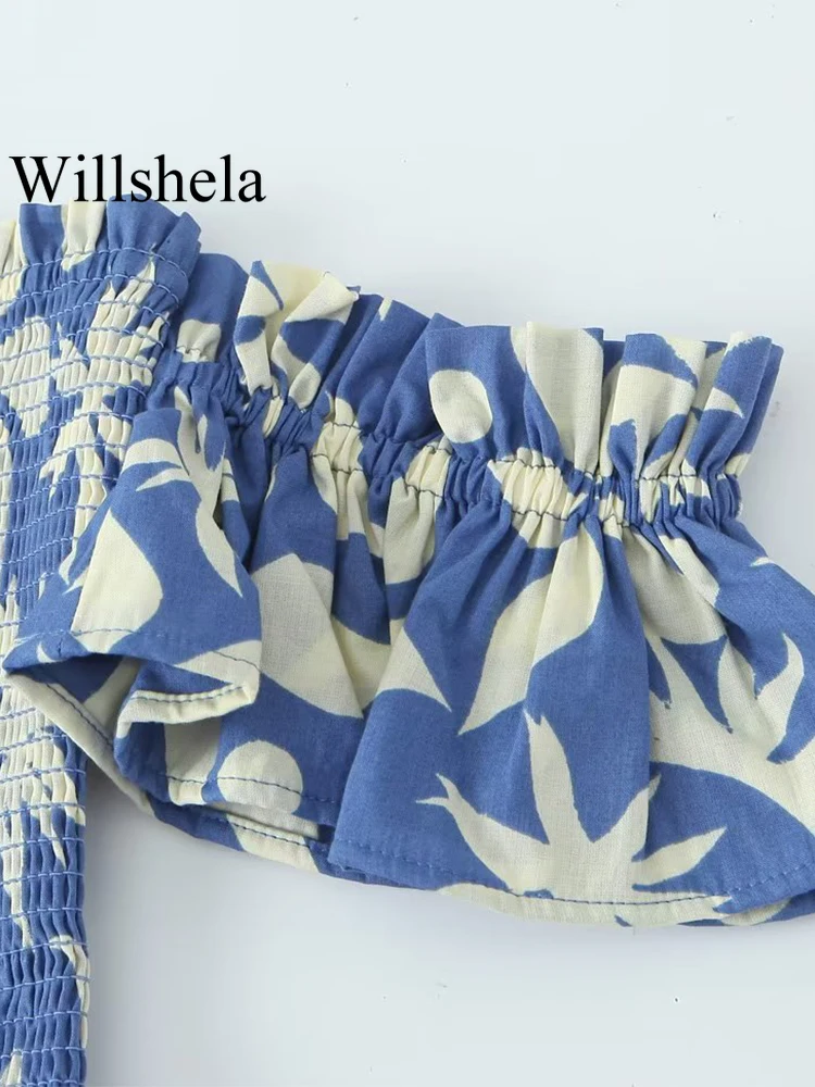 Willshela Женское плиссированное мини-платье с модным принтом, винтажное платье с вырезом лодочкой и короткими рукавами, Шикарные женские платья