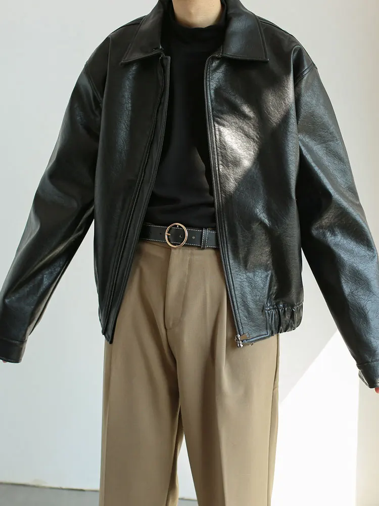 Женская куртка из искусственной кожи 2023, Осенняя уличная мода, длинный рукав, Закрытая пуговица, женское пальто из искусственной кожи с отложным воротником, женское пальто