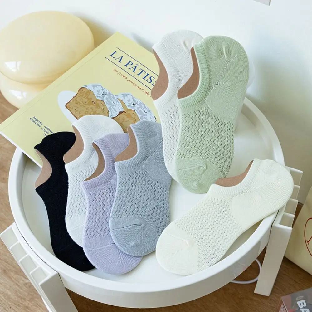 Освежающие, впитывающие пот лодыжки Тонкие износостойкие мягкие Женские носки в корейском стиле, хлопчатобумажные сетчатые носки, чулочно-носочные изделия из силикагеля