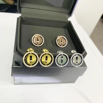 Изысканные ювелирные изделия серии s925 Lucky Talisman женские серьги с одним бриллиантом, бриллианты могут скользить, откройте видео, чтобы увидеть больше