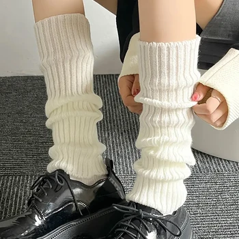 Осенние длинные носки в стиле Лолиты, гетры, вязаные чулки, теплый чехол для ног, грелка для рук, женские зимние носки крючком, манжеты для ботинок