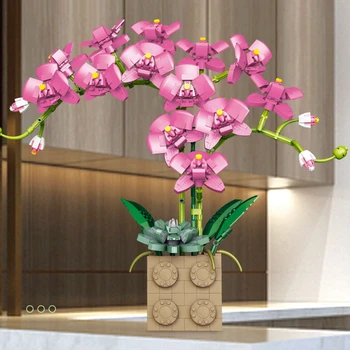 Конструктор Flower Orchid серии Bonsai для девочек, собирающих игрушечные цветы, Цветочная композиция для взрослых, игрушки для подарков