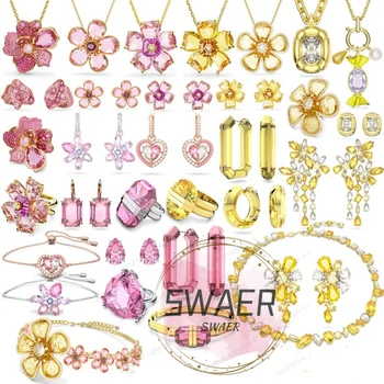 2023 Новый Изысканный ювелирный набор FlorereSWA Crystal Flower Модное женское ожерелье, Серьги, браслет, кольцо из серии с подарком для вечеринки