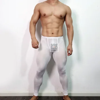Глянцевые Сексуальные мужские Ультратонкие леггинсы из прозрачного шелка в обтяжку, брюки, нижнее белье