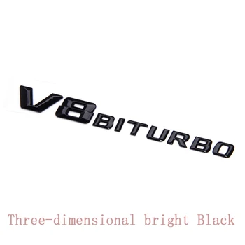 1шт Глянцевый черный для Mercedes-Benz V8 BITURBO боковые маркеры на крыле с двойным турбонаддувом сзади, маркеры с буквами логотипа, автомобильные 3D наклейки