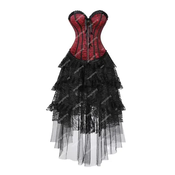 Корсетное маскарадное платье, готический комплект юбок-бюстье для косплея для женщин, сексуальный винтажный Викторианский корсетт, плюс размер, косплей Костюм на Хэллоуин